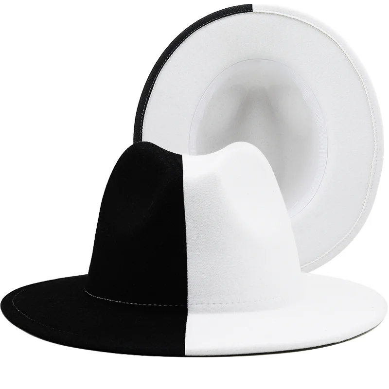 Sombrero Fedora de Jazz para hombre y mujer, gorro de fieltro de lana de retales, de ala ancha, Trilby, de vaquero, para fiesta de Panamá, color