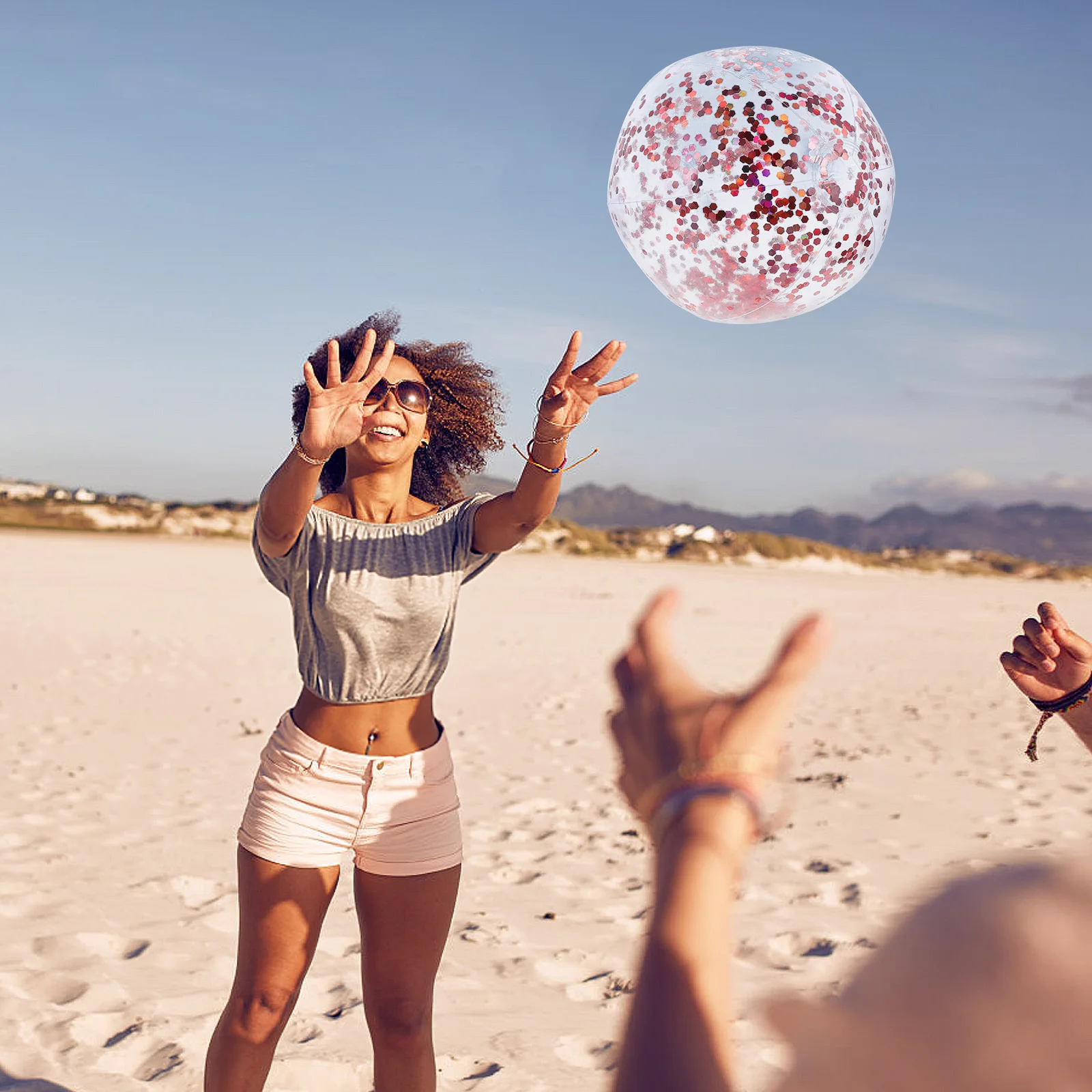 

1Pcs Bright Color Glitter Beach Ball Round Transparent Toy for Outdoor Indoor Activities