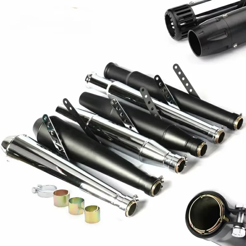 

STLF New Universal Stainless Steel Motorcycle Exhaust System 31mm-61mm Vintage Exhaust Muffler Pipe