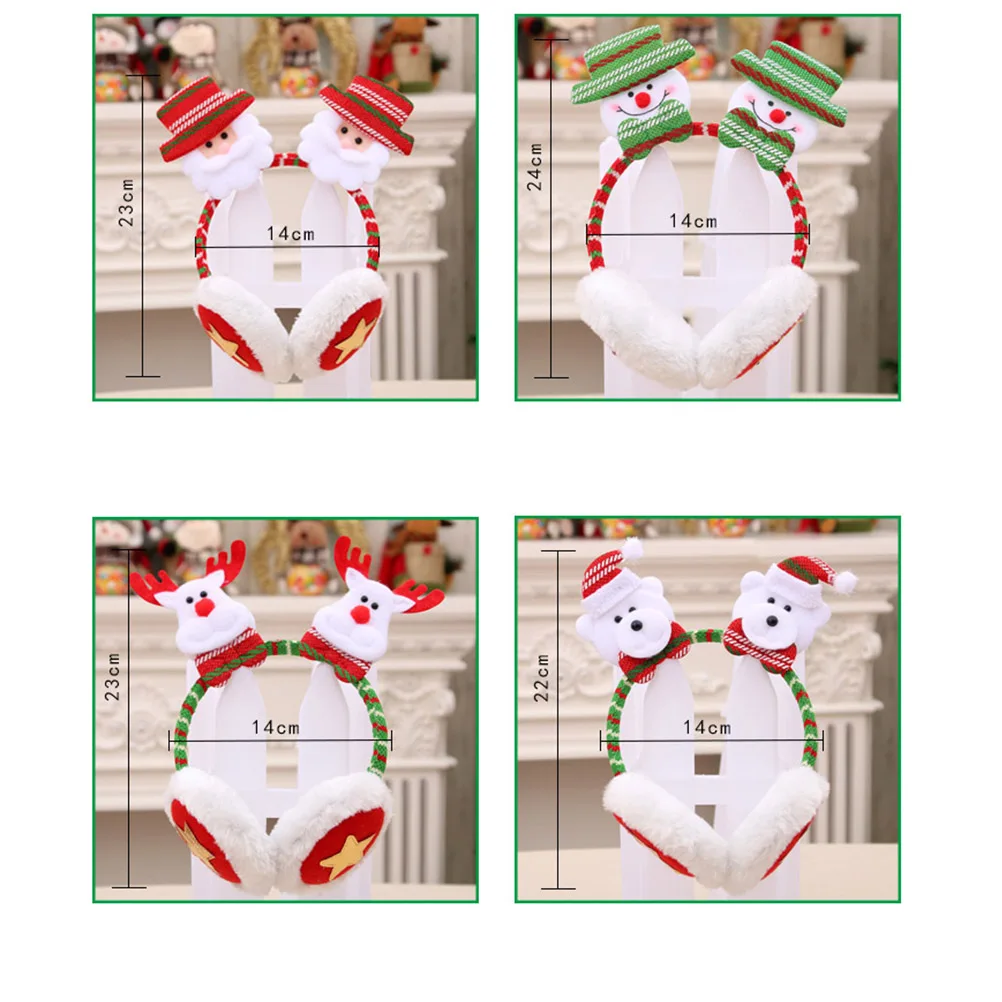 

2pcs Christmas Headband Earmuffs Kids Cartoon Antlers Big Stretchy Lightweight Earwear for Party Carnival Gifts Accessories