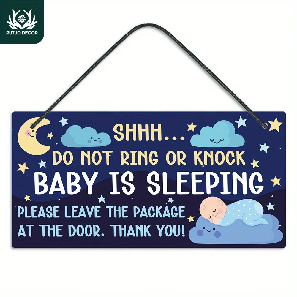 Putuo Decor Single Sided PVC Sign, Do Not Ring Baby Is Sleeping Please Leave the Package at the Door Thank You, Decor for Home