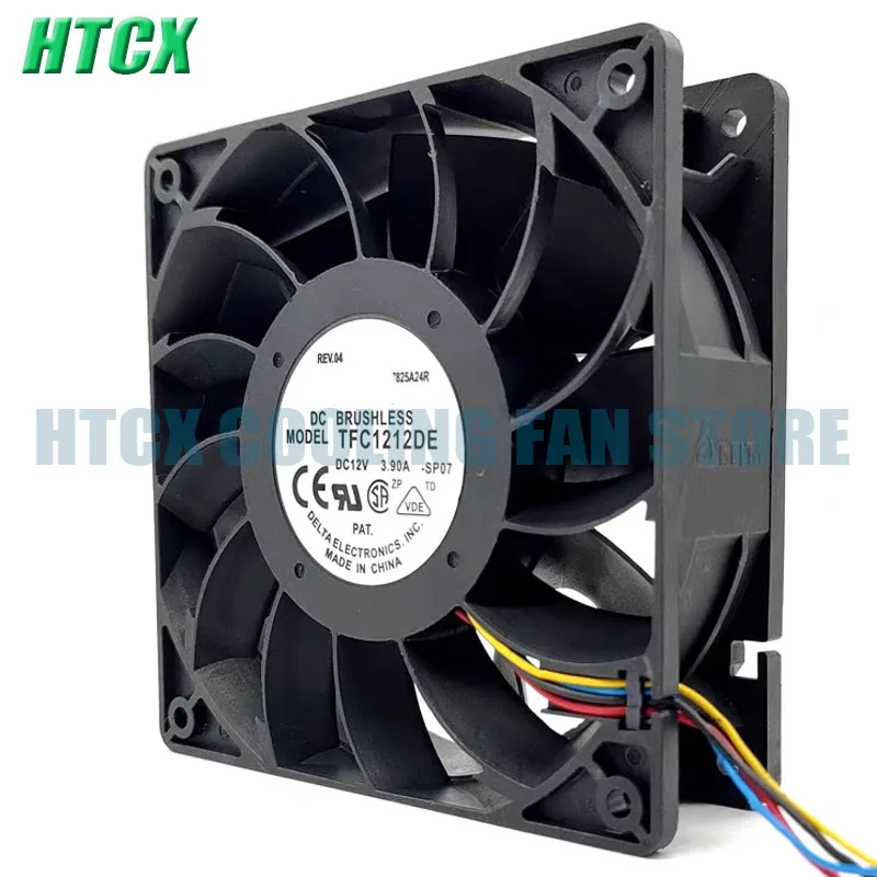 TFC1212DE DC12V 3.90A 12038 12CM 120mm 5200RPM 252CFM 4 wires Pins For Bitcoin Miner Powerful Server Case cooling Fan NEW