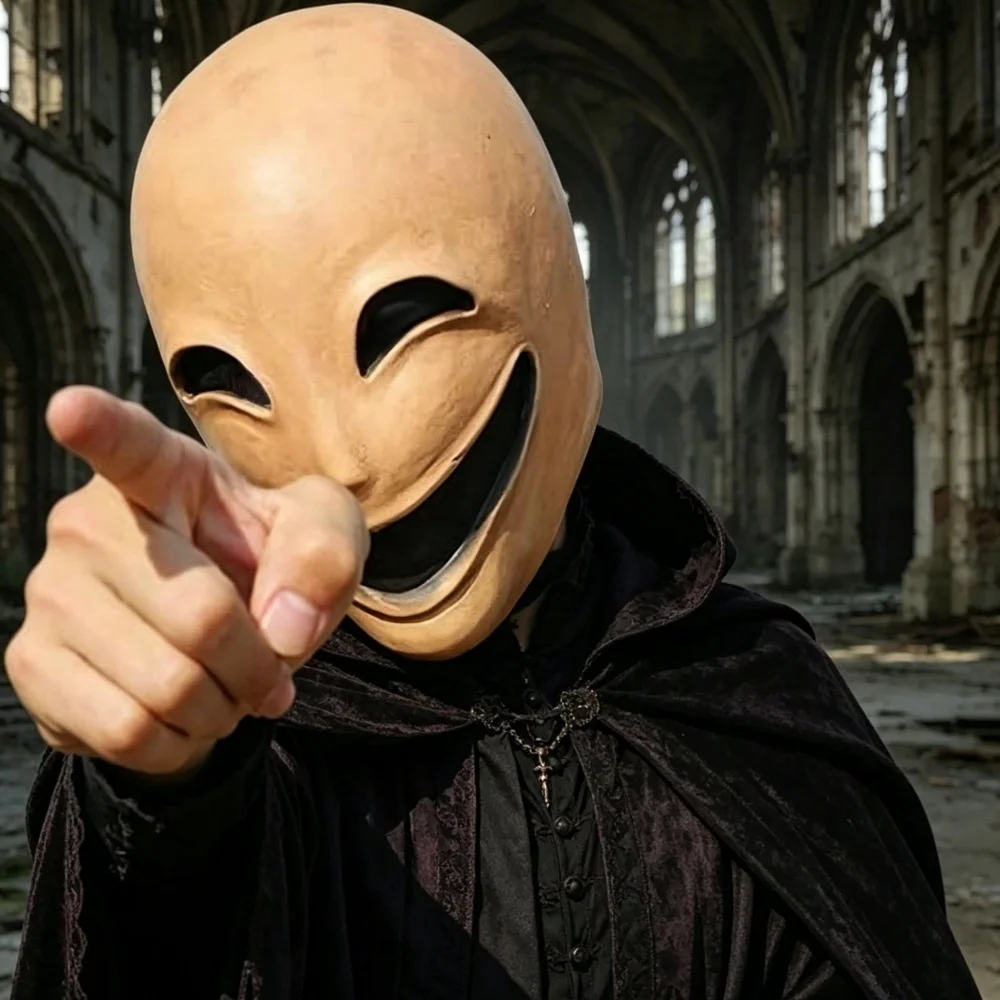 Máscara de látex sin cara para hombre, disfraz de terror, sonrisa, disfraz de Halloween, máscara sin rostro