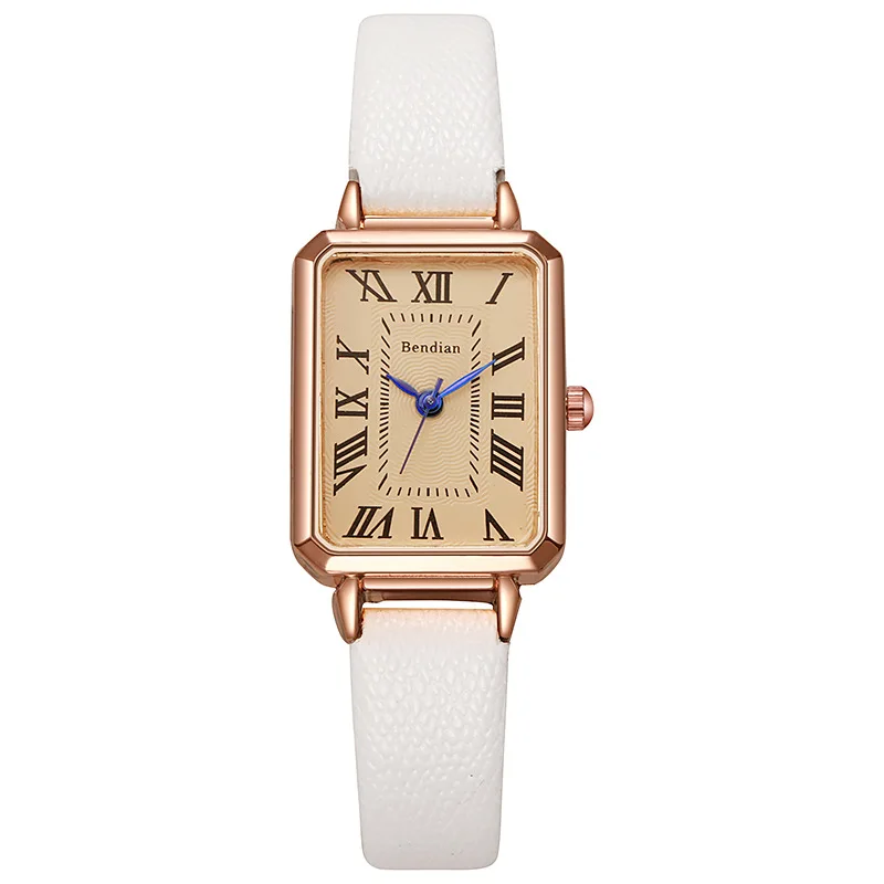 Reloj de cuarzo chapado en oro de lujo para mujer, reloj cuadrado de acero inoxidable para mujer de negocios, reloj de moda, reloj plegable de escala Simple