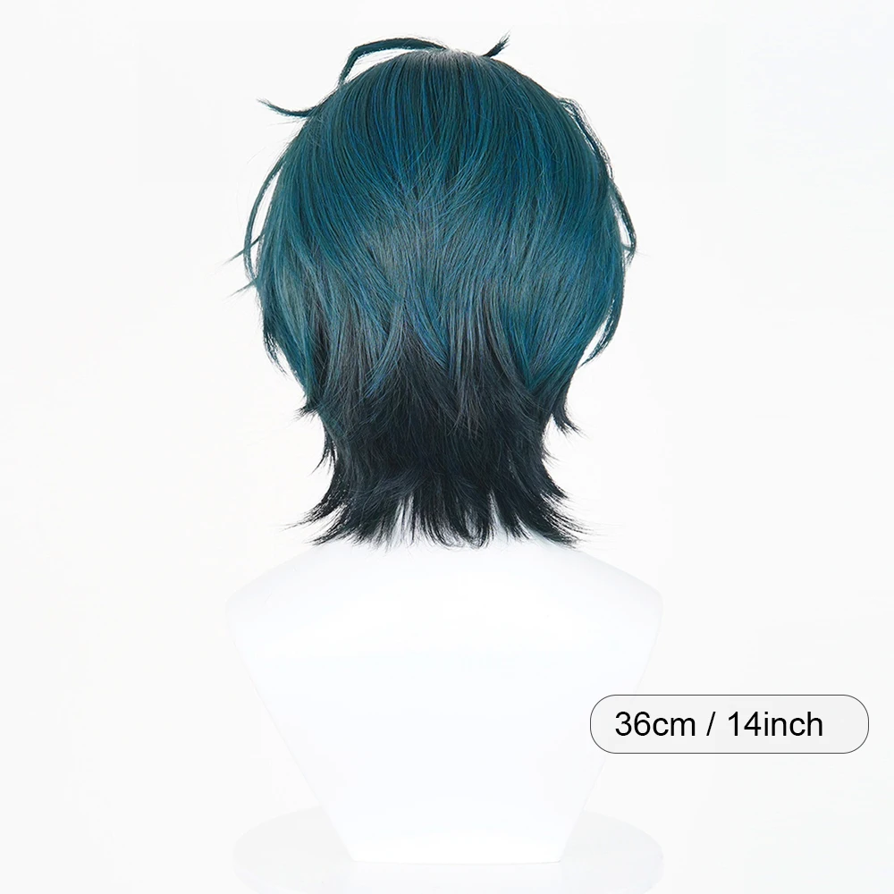 Ombre Green Red Highlights Synthetic Short Straight Wigs Middle Part Anime Game Cosplay Fluffy Wig for Daily Party