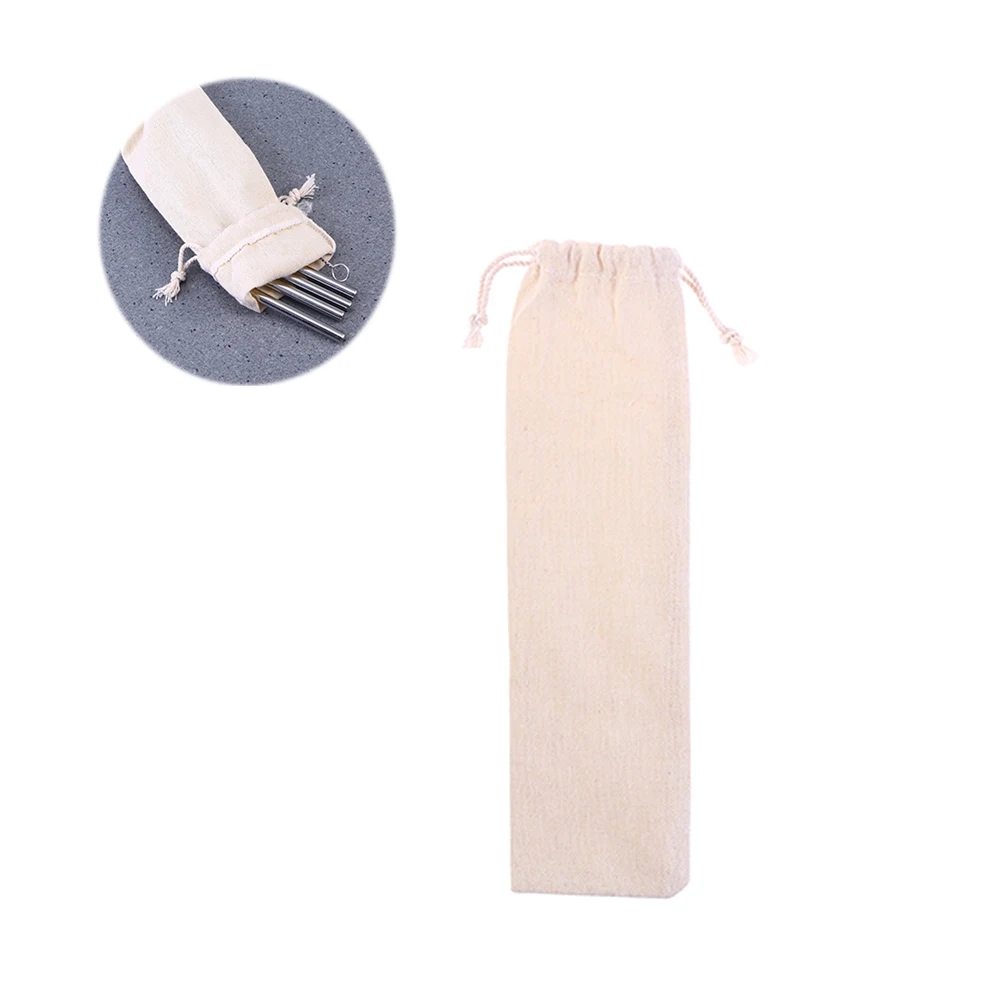 

1Pcs Reusable Straws Bag Compact Cotton Linen Pouch with Drawstring for Stainless Steel Straw Cutlery Storage Portable Travel
