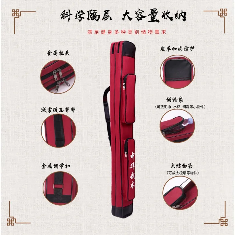 Tai Chi Sword Bag Thick Waterproof Canvas 90-120cm Wearable Multi-use Storage for Martial Arts Daily Use Protective Carry Pouch