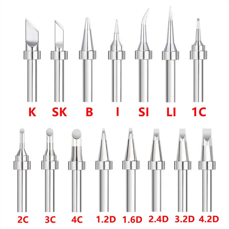 

5Pcs 200/203h/204/204h/3202 Copper Soldering Iron Tips SI/I/LI/B/K/SK/1.2D/2.4D/3.2D/1C/2C/3C/4C Lead-Free Welding Tips Head