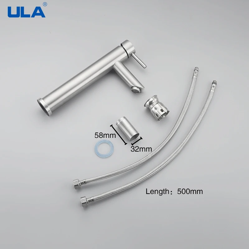 ULA Stainless Steel Basin Faucet Waterfall Bathroom Sink Faucet Hot Cold Water Mixer 360 Rotation Bathroom Crane Washbasin Tap