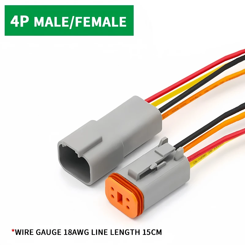 4 Pin DT04-4P DT06-4S Waterproof Connector with 15cm Cable - Heavy Duty Electrical Plug Socket for Car, Truck, Motorcycle & Boat T&I Online Store