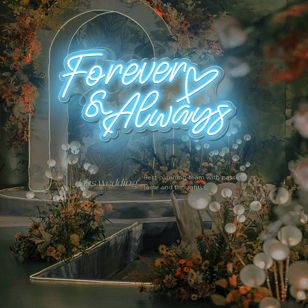 Forever & Always Custom Neon Sign หมั้นงานแต่งงานฉากหลัง Wall Decor LED Neon Sign ครบรอบ Neon Home Room Decor