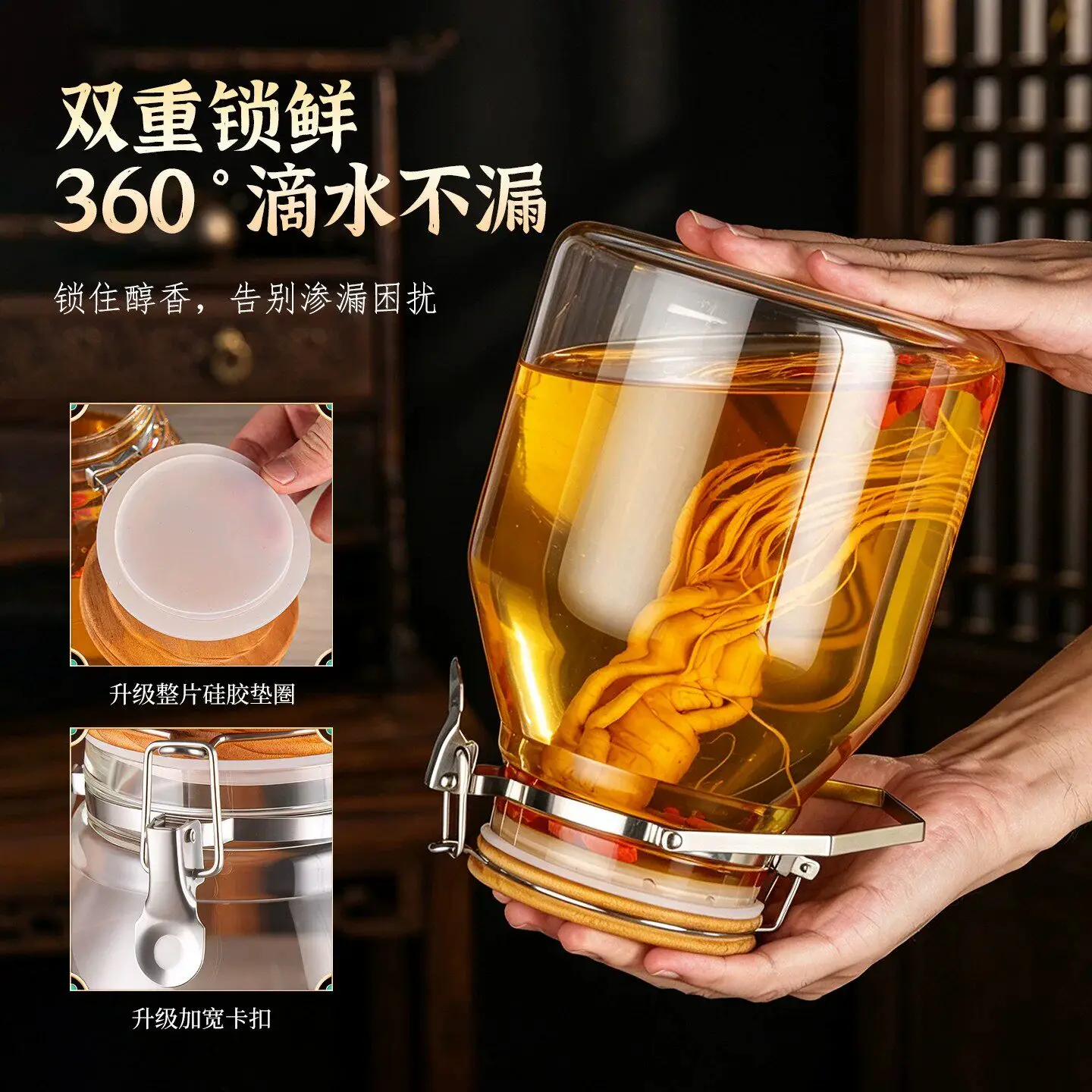 High Temperature Resistant Glass Wine Fermentation Jar Household Wide Mouth Ginseng Wine-Making Bottle Enzyme Juice With Faucet