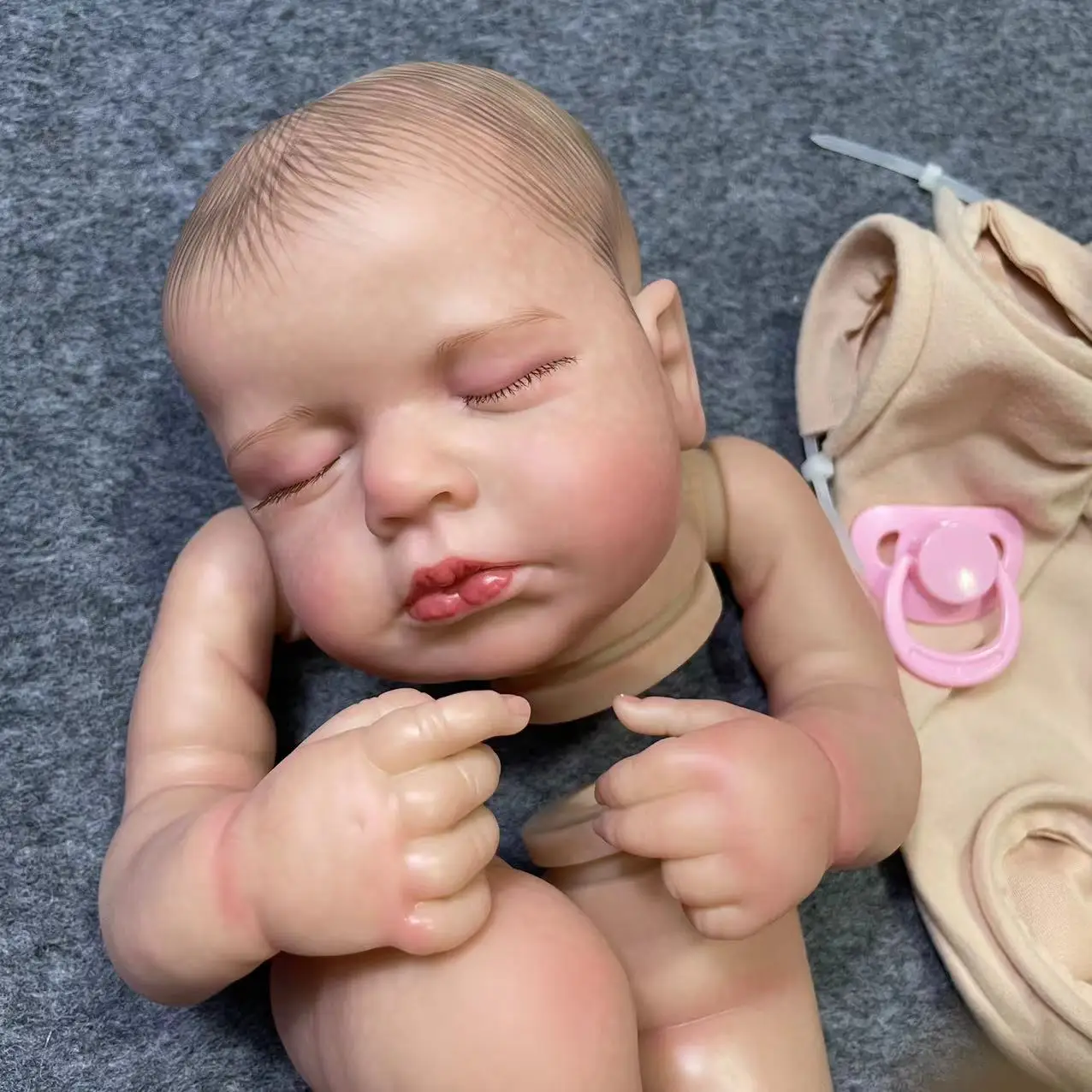 19Inch Already Painted Reborn Doll Kit LouLou Sleeping 3D Painted Skin High Quality Unassembled Handmade Reborn Baby Doll Parts