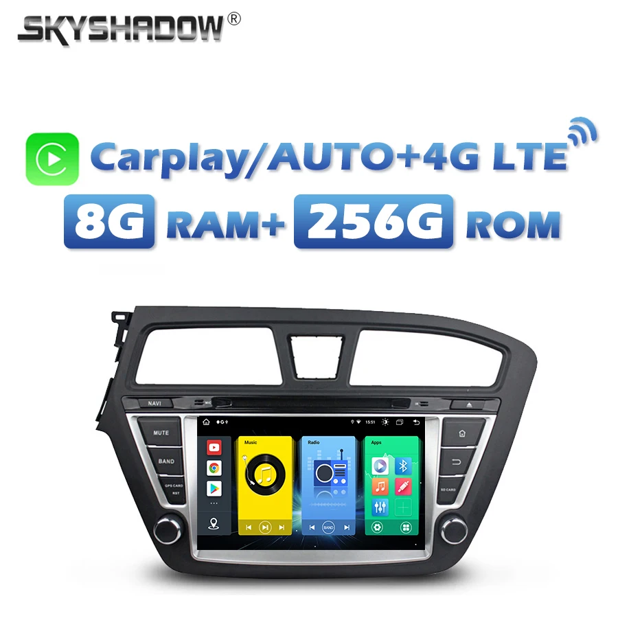 

720P 4G SIM DSP IPS Carplay Android 8. 0 8Core 8G + 13,0G автомобильный DVD-плеер для Hyundai I20 256 2015 GPS карта RDS радио Wi-Fi Bluetooth