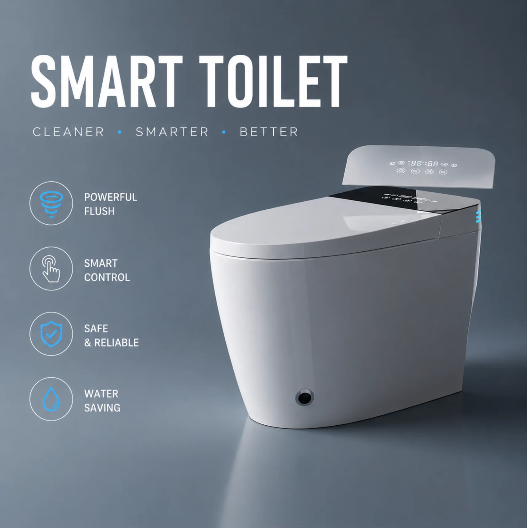 Hot Selling Automatic Bathroom Closestool Intelligent Toilet Auto Flush Foot Sensor Tankless Smart Toilet Bowl P-trap Included