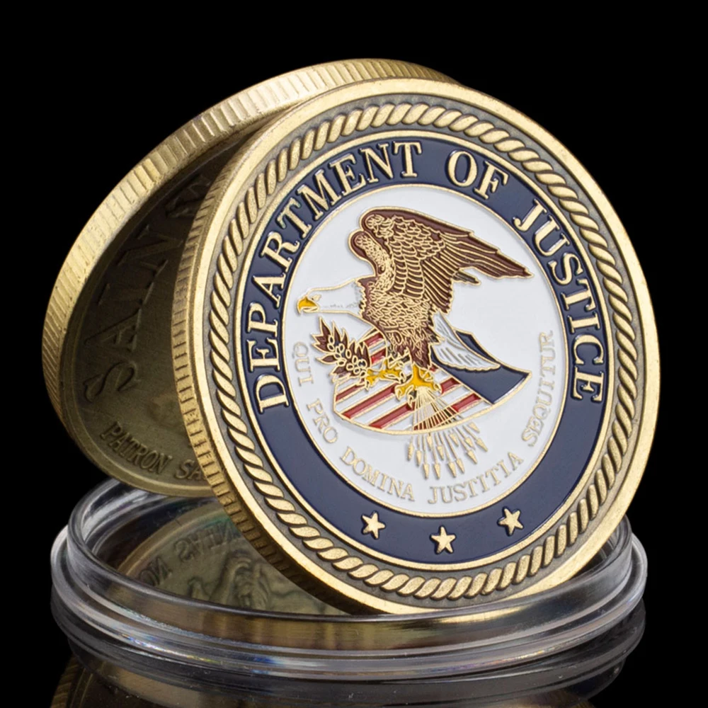 US Department of Justice Qui Pro Domina Justitia Sequitur Souvenir Challenge Coin Bronze Plated Commemorative Coin