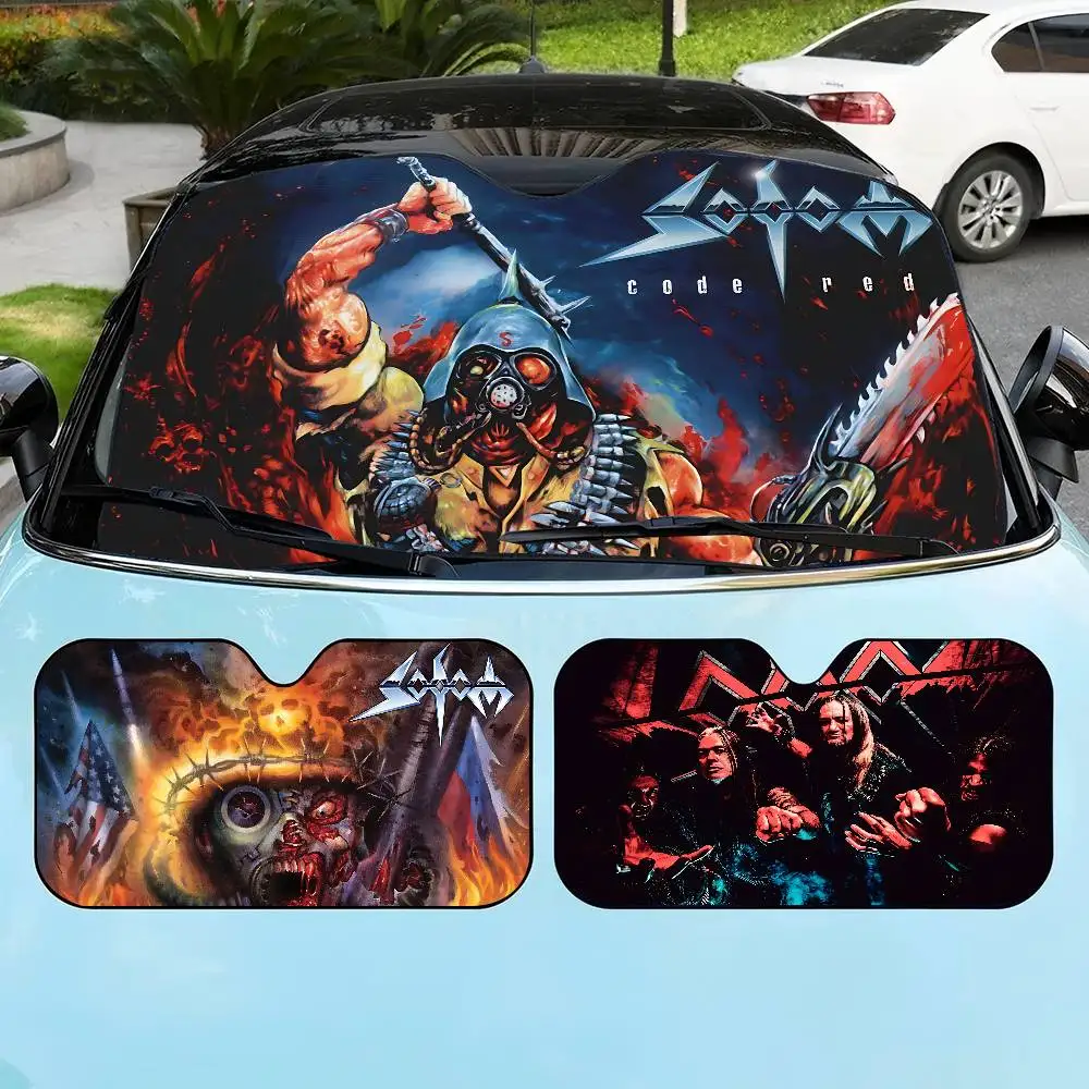Sodoms Germany Thrash Metal Band Sunshade Windscreen Fold-up Car Front Windshield 70x130cm Car Window Windscreen Cover