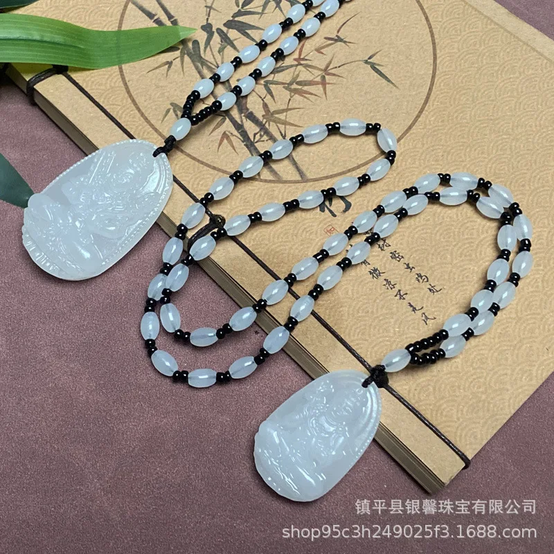 Afghan white jade eight guardian deities pendants, large and small, for use in traveling , night markets, temple fairs, a