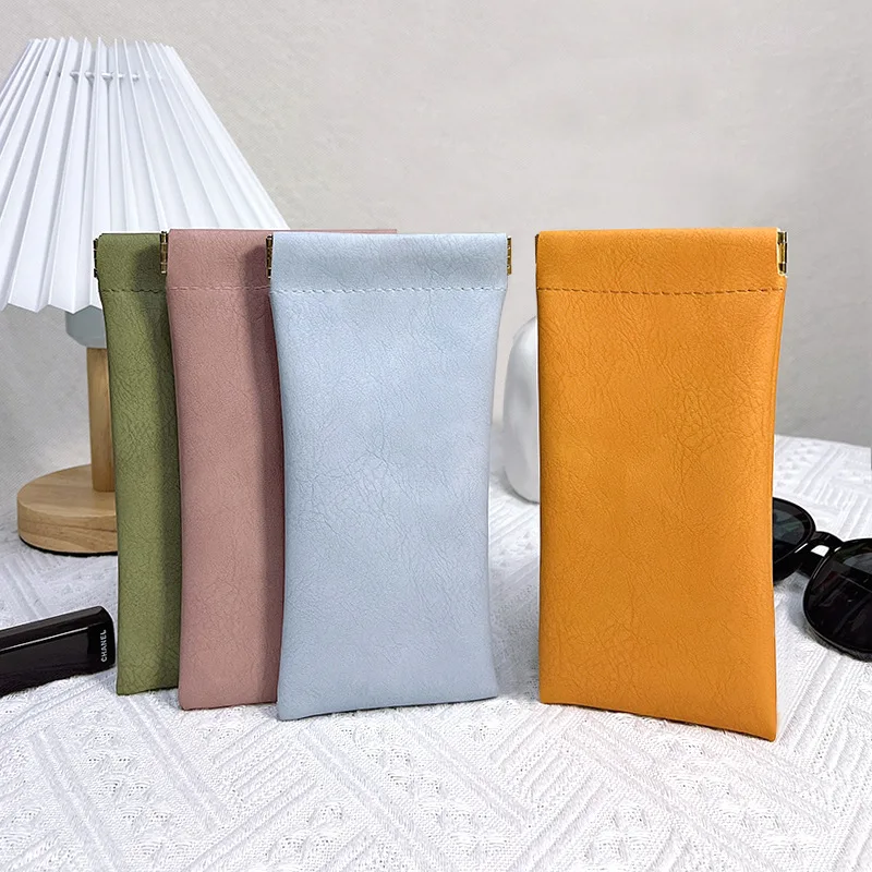 PU Leather Glasses Storage Bag Waterproof Pouch Glasses Protective Cover Eyewear Storage Bag Automatic Closed Sunglasses Case