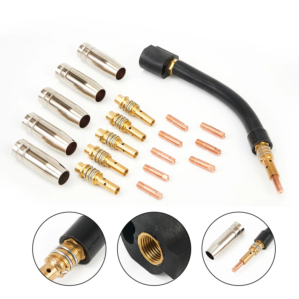 

Gas Nozzle Welding Accessories Gooseneck Holder 0.8mm 21PCS Contact Tip For Welder MB15AK MIG Mag Neck Set Torch
