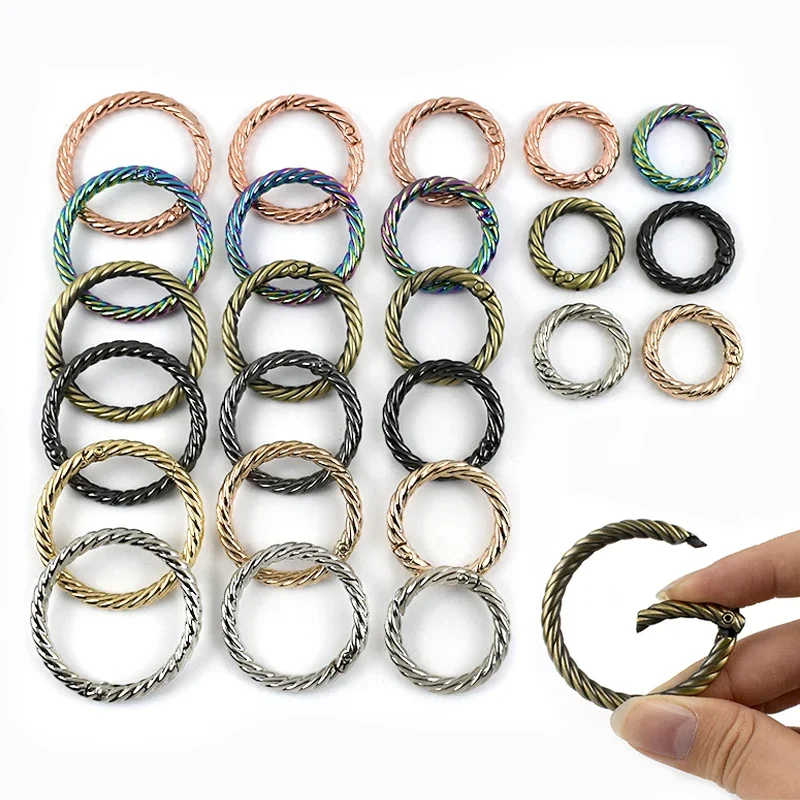 

5/10Pcs Twist Spring O Ring Metal Buckles 20-38mm Openable Carabiner Clips Snap Hook Handbag Strap Buckle Keyring Pendant Loop