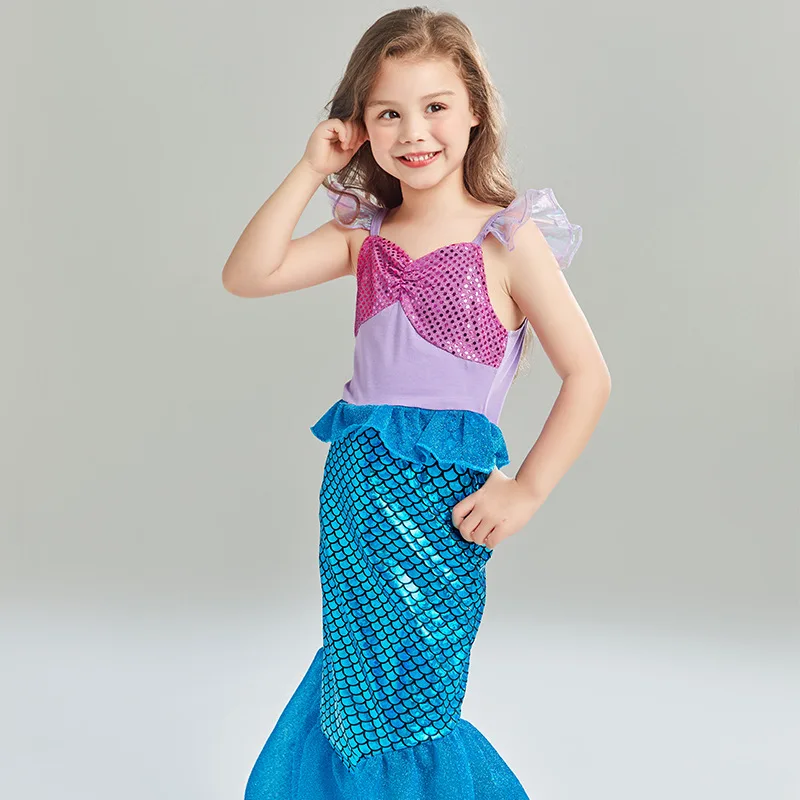 Mermaid Birthday Party Dress Summer Girl Mermaid Costume Carnival Anime Cosplay Outfits 2-10 Yrs Kids Fantasy Disguise Prom Gown