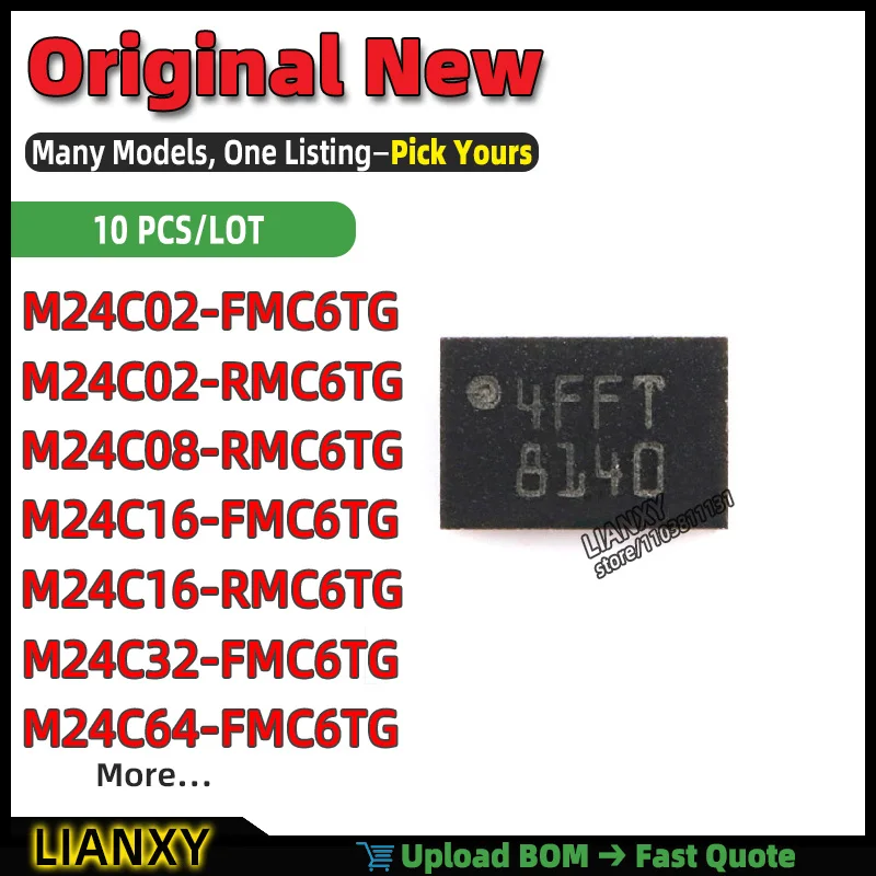 M24C02-RMC6TG M24C02-FMC6TG M24C64-FMC6TG M24C32-FMC6TG M24C16-RMC6TG M24C08-RMC6TG M24C16-FMC6TG UFDFN-8 CAN TRANSCEIVER New