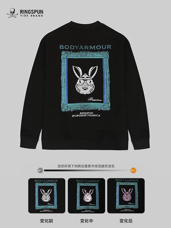 

Skull embroidered round neck hoodie men 2025 new explosive autumn and winter men plus fleece thick long sleeve men's outdoo