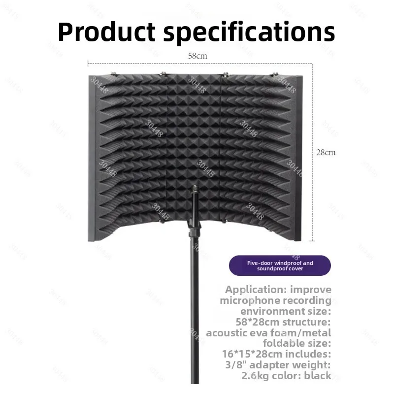 Microphone Five-door Windproof and Soundproof Cover Asms3000 Recording Studio Double Soundproofing and Noise Reduction Screen