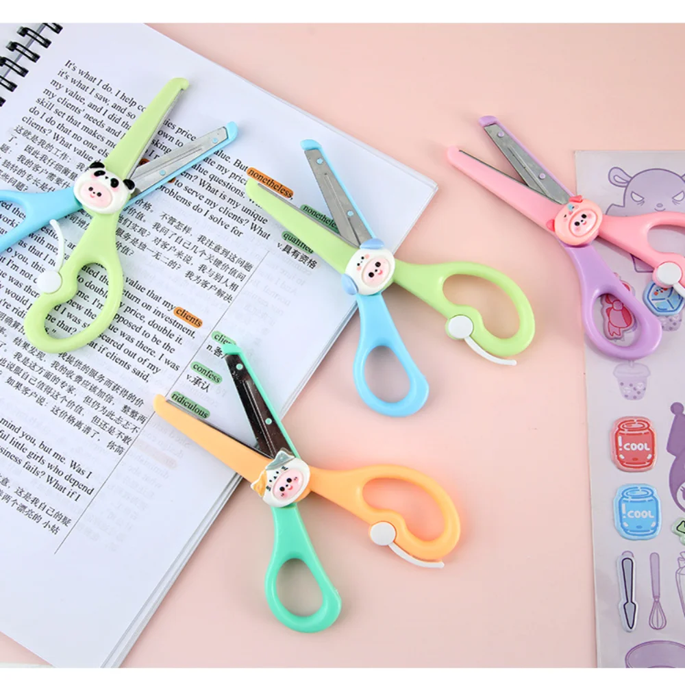 مقص سلامة للأطفال مقص حيوانات معدني مقص لطيف اليدوية للمدرسة قطع الورق مقص القرطاسية المنزلية اليدوية #5