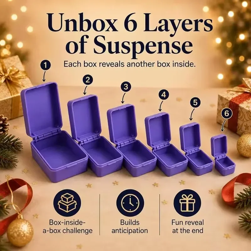 3D Printed Multi-Layer Nesting Surprise Gift Box, Gift Box with Mini Middle Finger, Prank Gift Box with 6 Layer Party