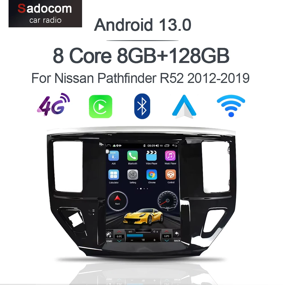 

9.7" QLED Carplay Auto Android 13 8G+256G Car DVD Player GPS Map WIFI Bluetooth Radio For Nissan Pathfinder R52 2012-2019