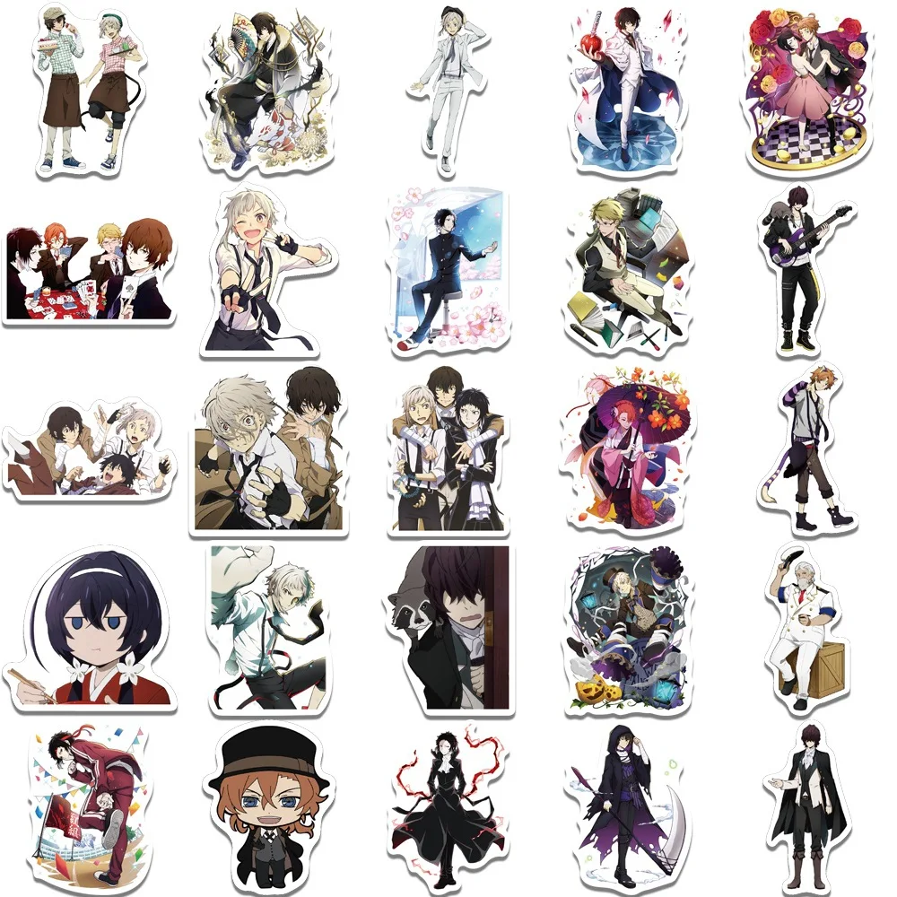 50개 빈고 스트레이독스 애니메이션 스티커 노트북 휴대폰 냉장고 기타 비닐 데칼 일본 만화 스티커 어린이 청소년 선물 장난감
