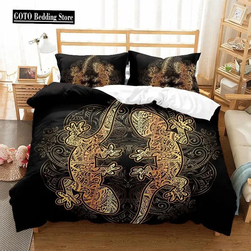 

Winter Duvet Very Warm 220x240 Print Mask,Scorpion,Gecko,Turtle Gold Duvet Cover Set,Microfiber Comforter Bedding Sets Luxury