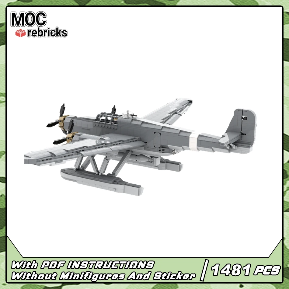 MOC ทหาร CANT Z.506 Airone Maritime Reconnaissance Rescue เครื่องบิน Building Block ชุด DIY ของเล่นเด็กคริสต์มาสของขวัญ