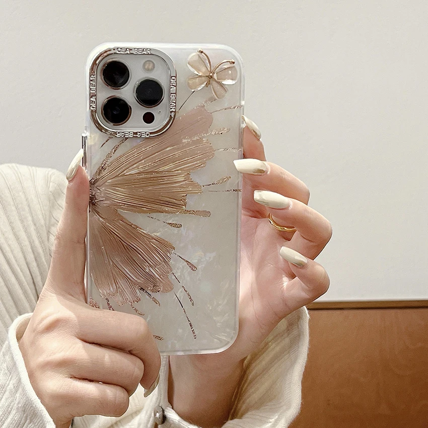 아이폰 17 16 15 14 13 Pro 12 11 Max Plus 16Pro 각인 폰 케이스, 쉘 텍스처 폰 케이스 팔찌, 15Pro 커버 소프트 쉘