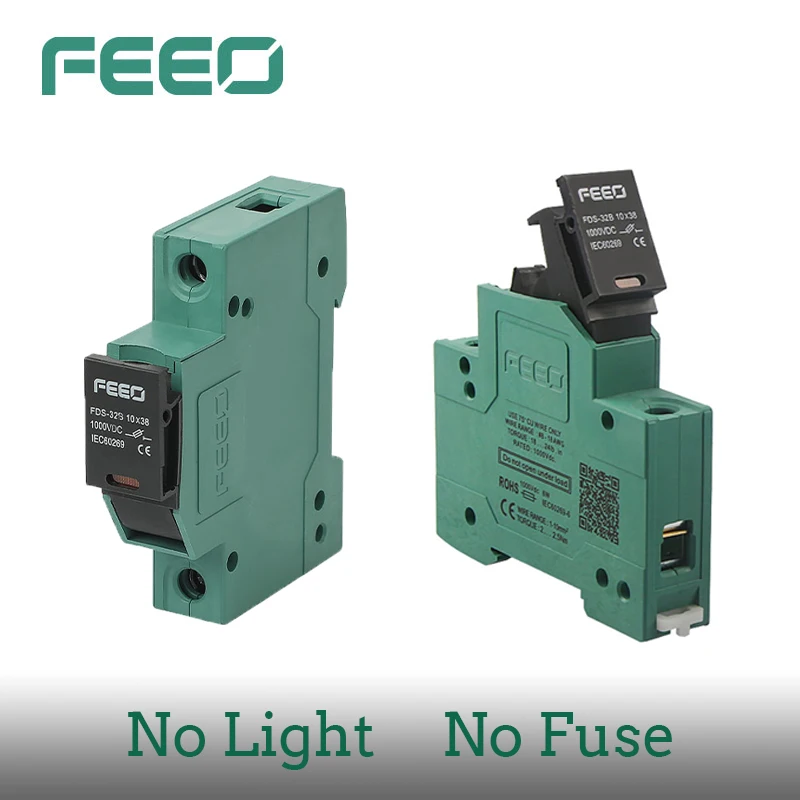 FEEO 1P Automatic CE Certificate DC Solar PV 10x38 1000VDC High Voltage Din Rail Electric Fuse Holder without light without fuse