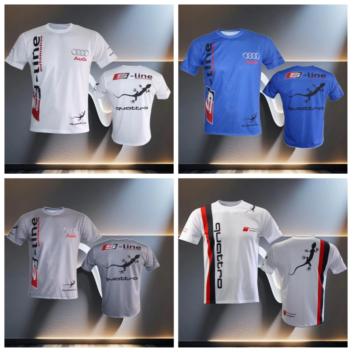 

New Popular Audi Racing Shirt Crew Neck T-shirt 3D Printing Breathable and Comfortable Adult Children Sports Short-sleeved Top