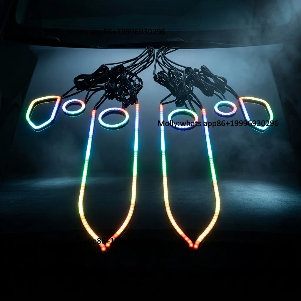 4 Strips & 4 Rings Retrofit LED Lighting Charger LED Lights APP Control