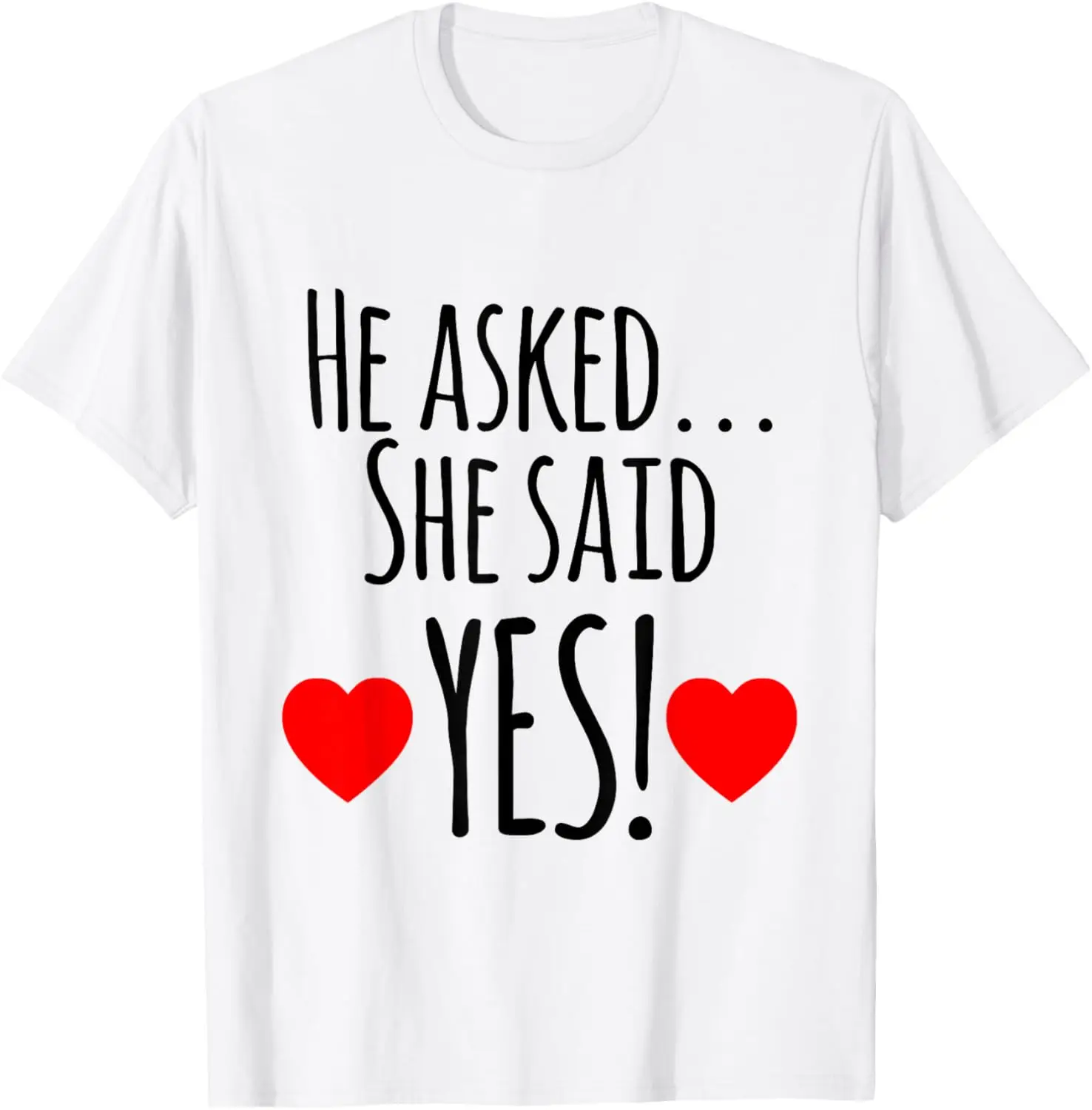 He Asked She Said Yes Engagement Proposal Graphic Tee Breathable Casual Short Sleeve T-Shirt