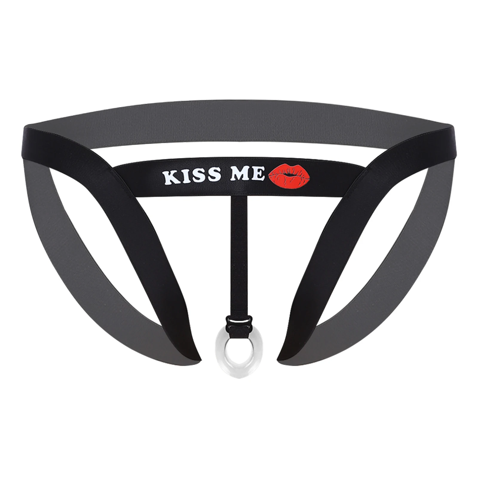 

Mens Tempting Lingerie Underwear Low Rise Thongs with Removable Soft Silicone Elastic Band Crotchless Jockstraps G-string Briefs