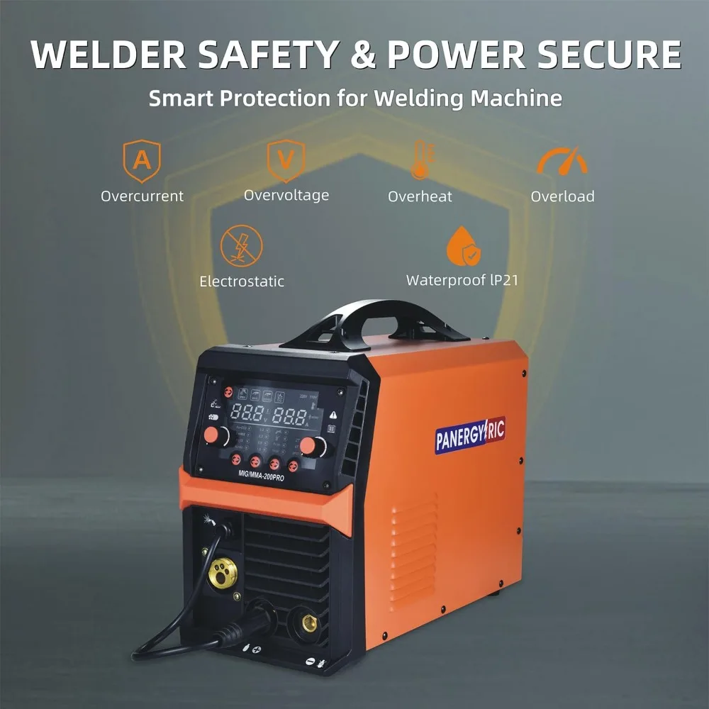 Mig Welder 200A Synergic Wire Feed Welder Портативный сварочный аппарат, 4 в 1 Газовый MIG/Flux Core MIG/Stick/Lift TIG Multi-Process We