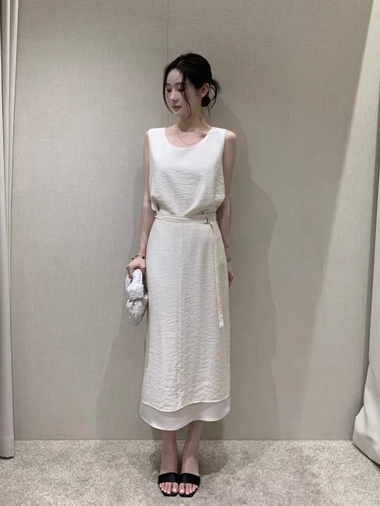 

Liangliang Gentle Wind Svel Vest irt Women's Summer New Design High Waist Double Layer f Skirt Two Piece Set