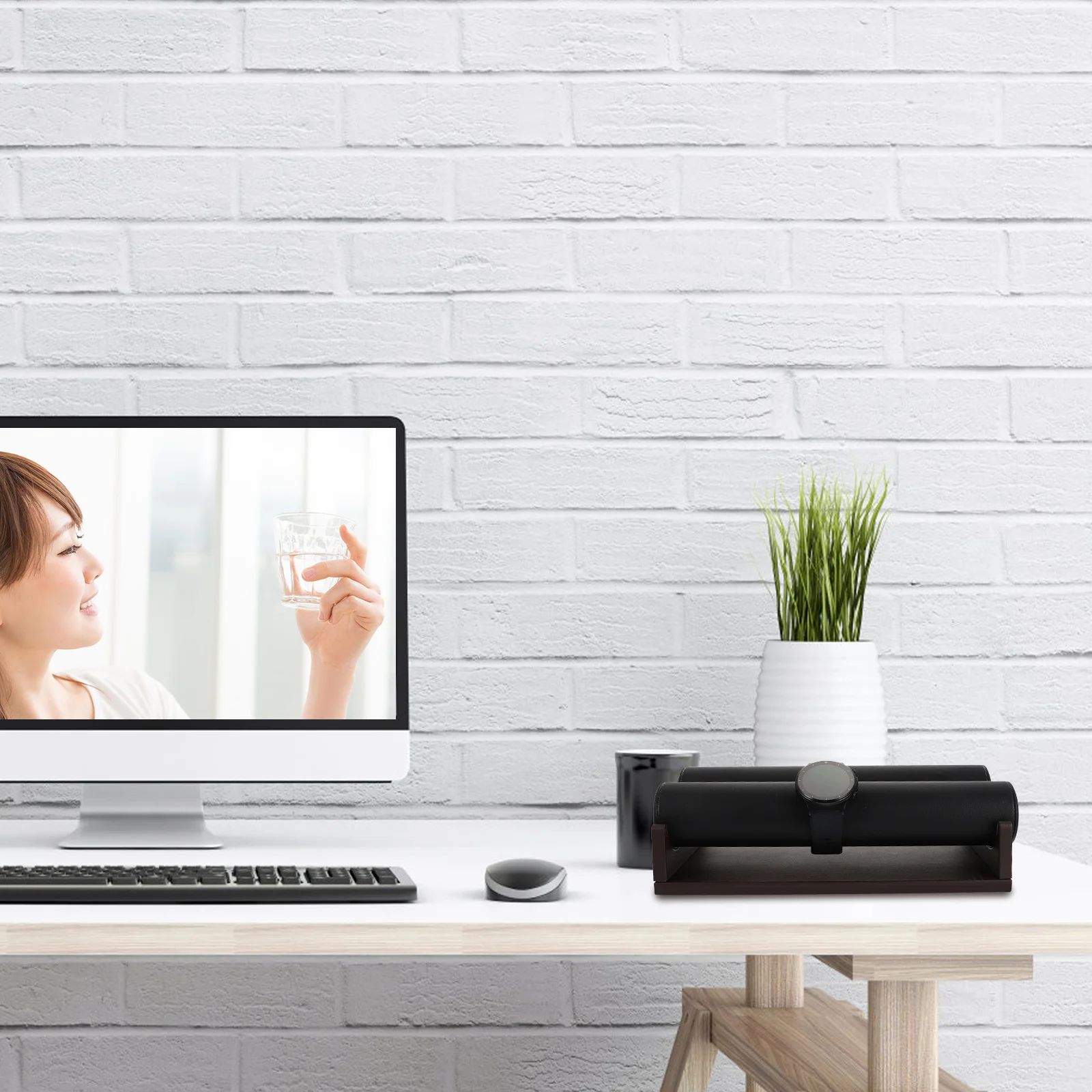 

Съемный держатель для браслета с двойной трубкой из искусственной кожи, подставка для ювелирных изделий, мягкий сенсорный органайзер для браслетов, часов, домашнего использования