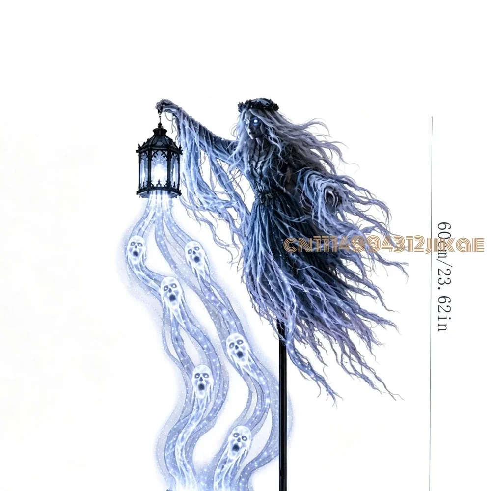 Halloween Soul Harvester Animated Solar Powered Garden Light,Halloween Ghost Yard Light, Solar Witch and Glowing Soul Stake