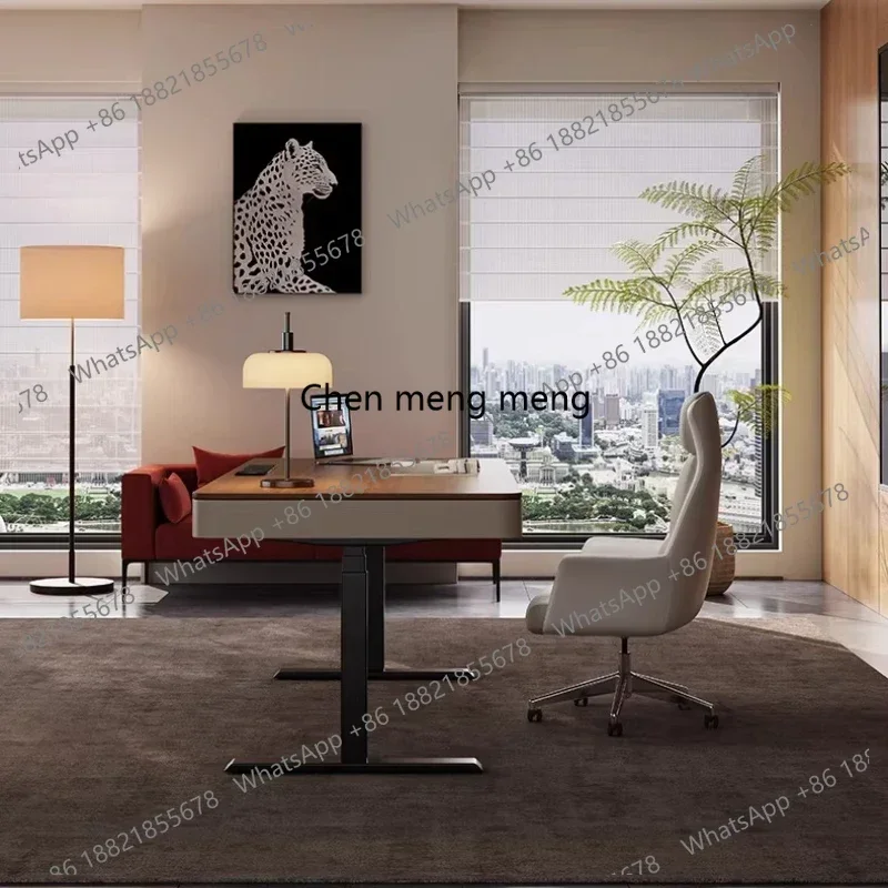 N138  Walnut colored minimalist style Motion desk standing desk Height adjustment table Room desks Computer desks study table