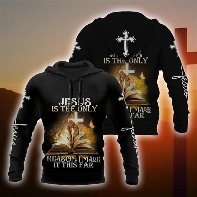 

2024 Spring And Autumn New Men's Fashion 3D Jesus Madonna Print Hooded Sweatshirt Hoodie Loose Casual Daily Street Top Pullovers