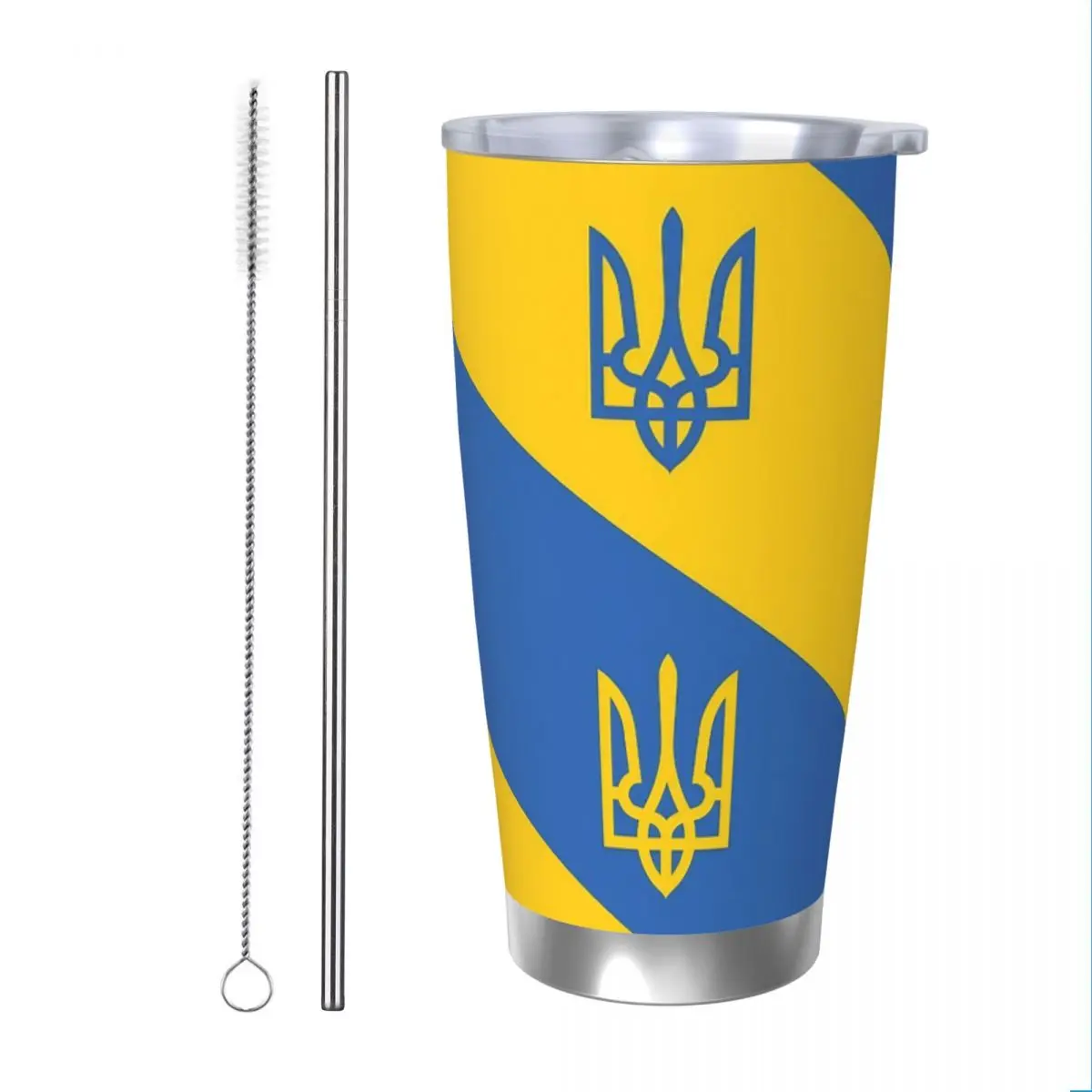 Ukraine Insulated Tumbler with Straws Lid Ukraine National Flying Stainless Steel Coffee Mugs Office Home Car Bottle Cups, 20oz