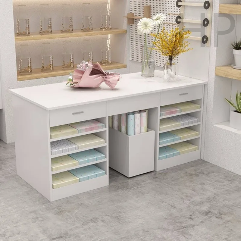 Multifunctional Console Flower Arrangement Display Stand Wrapping Paper Storage Cabinet Flower Shop Flower Stand Drawer Workbenc
