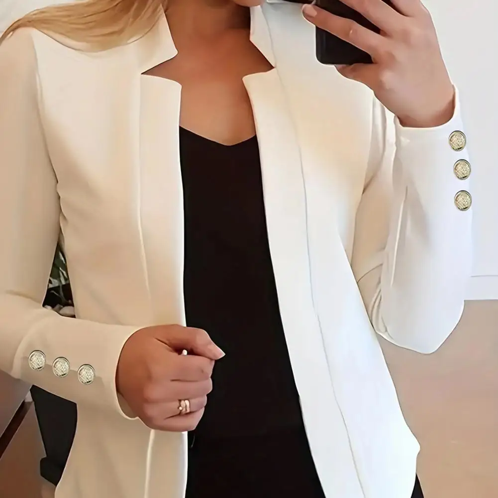 Fashion Autumn Blazer Solid Color Lightweight Women Open Front Casual Jacket Blazer Women Blazer Streetwear